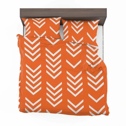 Orange Pattern With White Chevron Bedding Set 2