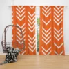 Orange Pattern With White Chevron Curtain