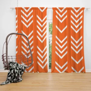 Orange Pattern With White Chevron Curtain