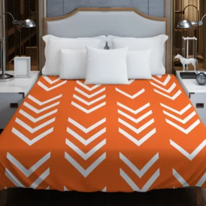 Orange Pattern With White Chevron Duvet Cover