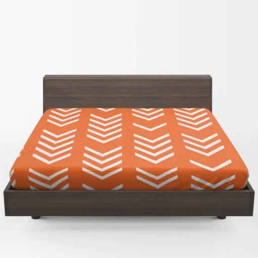 Orange Pattern With White Chevron Fitted Sheet 1