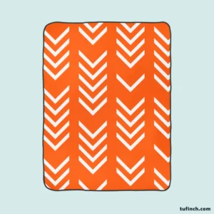 Orange Pattern With White Chevron Fleece Blanket 1