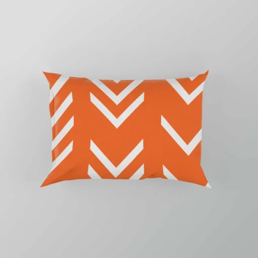 Orange Pattern With White Chevron Pillow Case