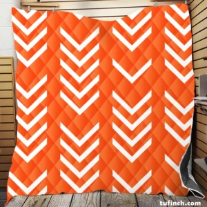 Orange Pattern With White Chevron Quilt Blanket