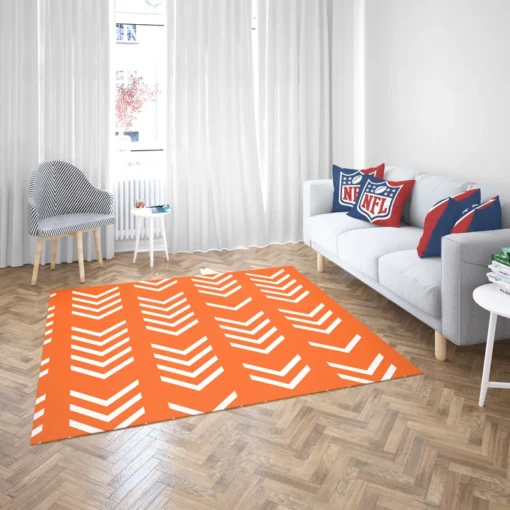 Orange Pattern With White Chevron Rug 2