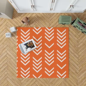 Orange Pattern With White Chevron Rug