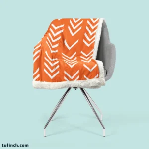 Orange Pattern With White Chevron Sherpa Fleece Blanket 2