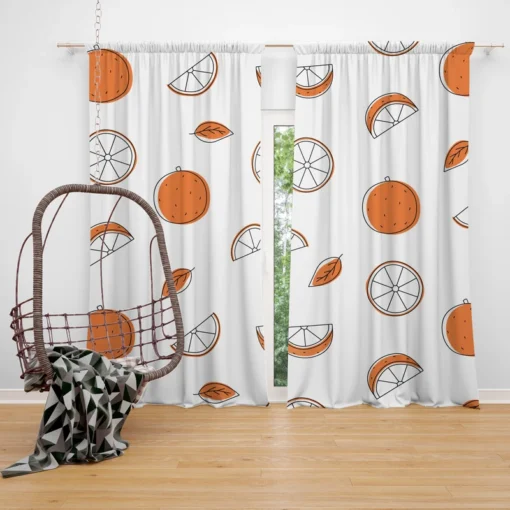 Orange Piece Seamless Design Curtain