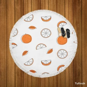 Orange Piece Seamless Design Round Beach Towel