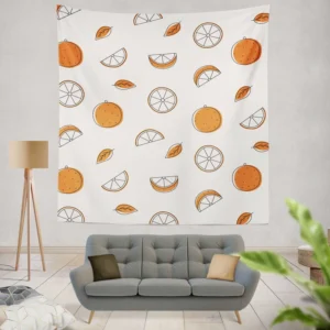 Orange Piece Seamless Design Wall Tapestry