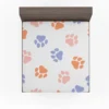 Orange Pink Blue Dog Paws Print Fitted Sheet