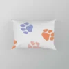 Orange Pink Blue Dog Paws Print Pillow Case