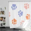 Orange Pink Blue Dog Paws Print Shower Curtain