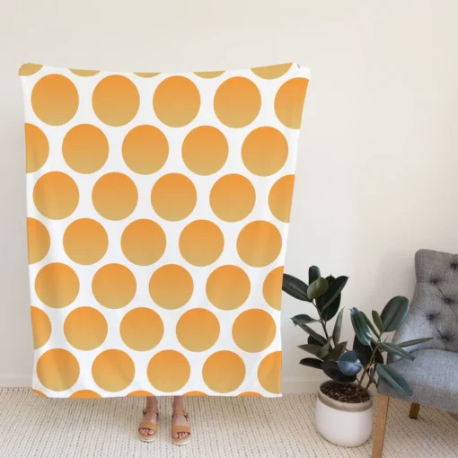 Orange Polka Dots Pattern Fleece Blanket