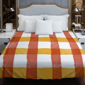 Orange Red Gingham Colorful Stripes Duvet Cover