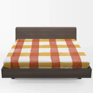 Orange Red Gingham Colorful Stripes Fitted Sheet 1