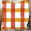 Orange Red Gingham Colorful Stripes Quilt Blanket