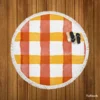 Orange Red Gingham Colorful Stripes Round Beach Towel