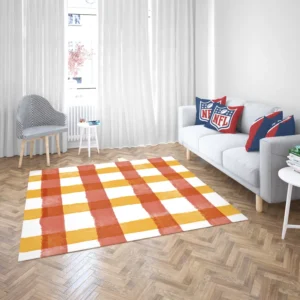 Orange Red Gingham Colorful Stripes Rug 2