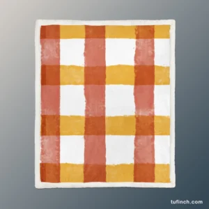 Orange Red Gingham Colorful Stripes Sherpa Fleece Blanket 1