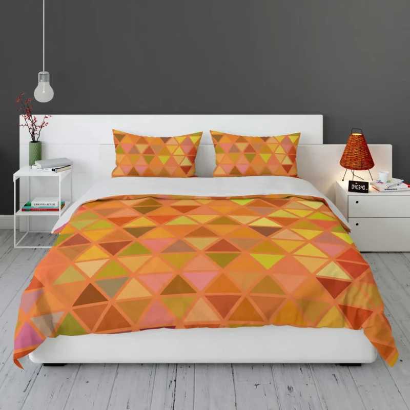 Orange Retro Crystal Glow Triangle Bedding Set 1