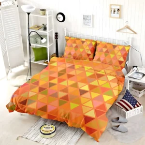 Orange Retro Crystal Glow Triangle Bedding Set