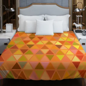 Orange Retro Crystal Glow Triangle Duvet Cover