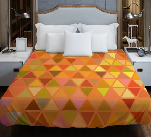 Orange Retro Crystal Glow Triangle Duvet Cover