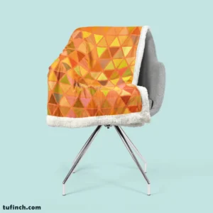 Orange Retro Crystal Glow Triangle Sherpa Fleece Blanket 2