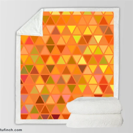 Orange Retro Crystal Glow Triangle Sherpa Fleece Blanket