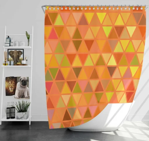 Orange Retro Crystal Glow Triangle Shower Curtain