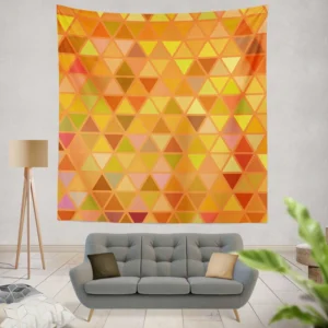 Orange Retro Crystal Glow Triangle Wall Tapestry