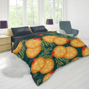 Orange Slice Cranberry Design Duvet Cover 1