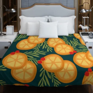 Orange Slice Cranberry Design Duvet Cover