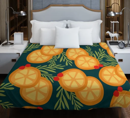 Orange Slice Cranberry Design Duvet Cover