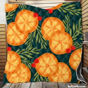 Orange Slice Cranberry Design Quilt Blanket