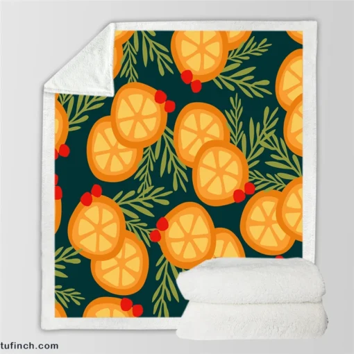 Orange Slice Cranberry Design Sherpa Fleece Blanket