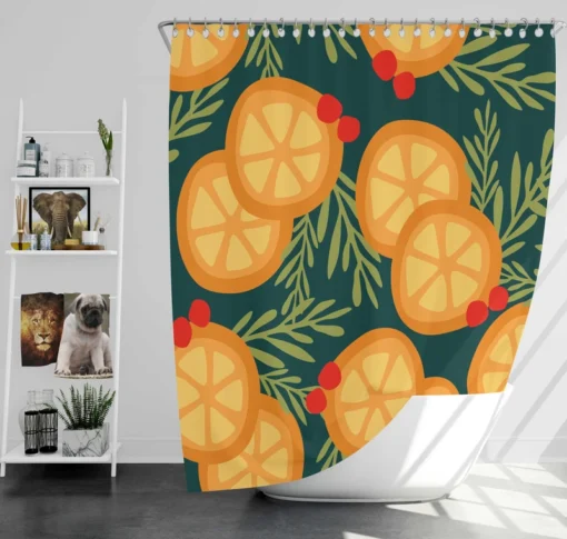 Orange Slice Cranberry Design Shower Curtain