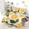 Orange Slice Leaf Beige Design Bedding Set