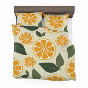 Orange Slice Leaf Beige Design Bedding Set 2