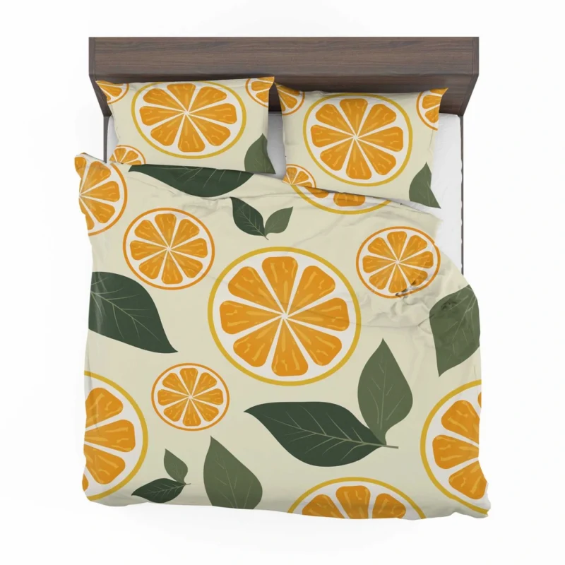 Orange Slice Leaf Beige Design Bedding Set 2