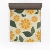 Orange Slice Leaf Beige Design Fitted Sheet