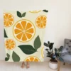 Orange Slice Leaf Beige Design Fleece Blanket