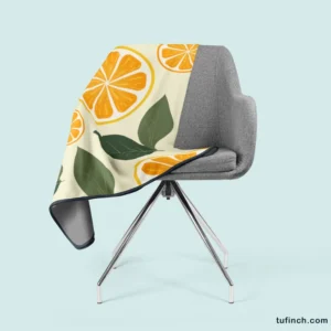 Orange Slice Leaf Beige Design Fleece Blanket 2