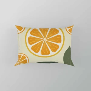 Orange Slice Leaf Beige Design Pillow Case