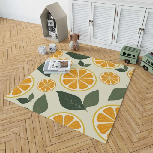 Orange Slice Leaf Beige Design Rug 1