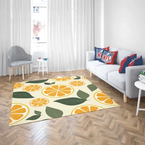 Orange Slice Leaf Beige Design Rug 2