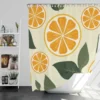 Orange Slice Leaf Beige Design Shower Curtain