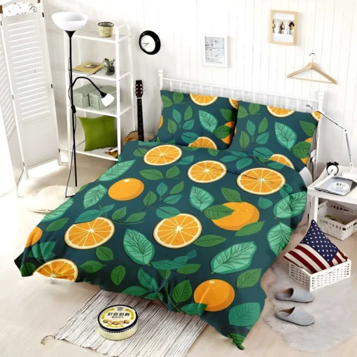 Orange Sliced Fruit Design Bedding Set