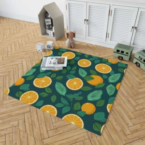 Orange Sliced Fruit Design Rug 1